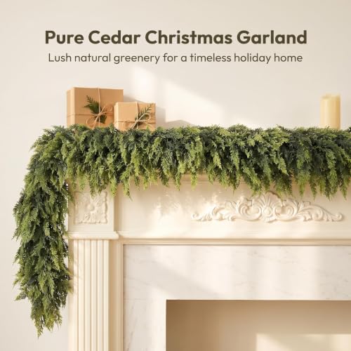 2-Pack 9FT Two-Tone Artificial Cedar Garland for Holiday Decor