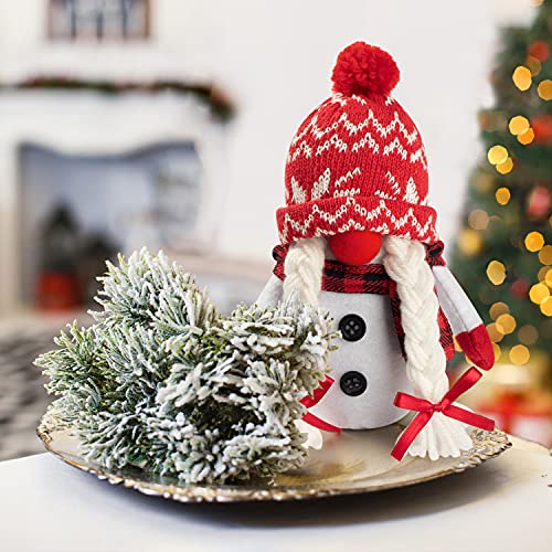 Christmas Gnome Plush Decor 2 Pack - Snowman Scandinavian Figurines