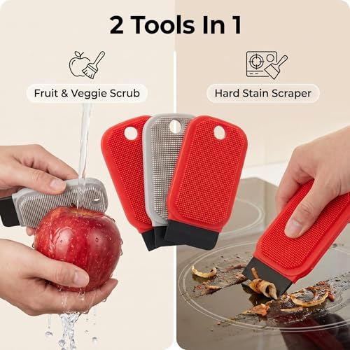 3-Piece Silicone Dishwashing Brush Set - Double-Sided Kitchen Scrubber