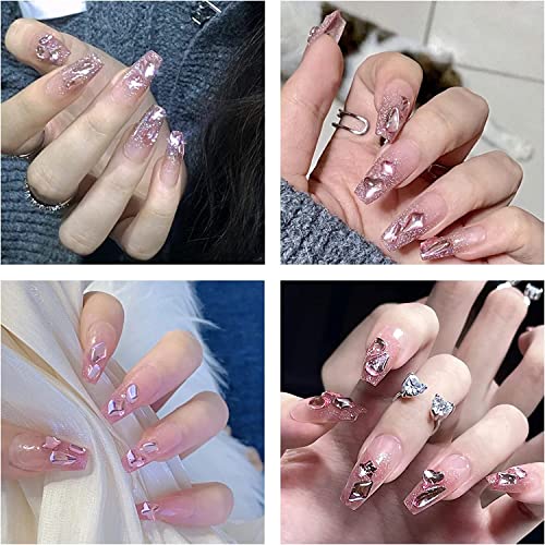 WEILUSI 120Pcs Pink Nail Art Rhinestones Glass AB Crystal Flat Back Gems