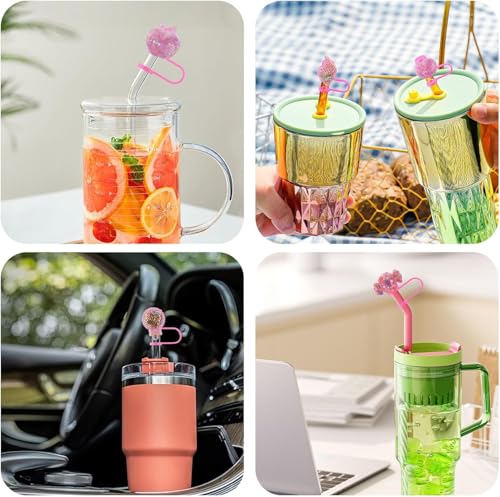 Pink Hearts Silicone Straw Covers for Stanley Cup Tumblers 30/40 oz