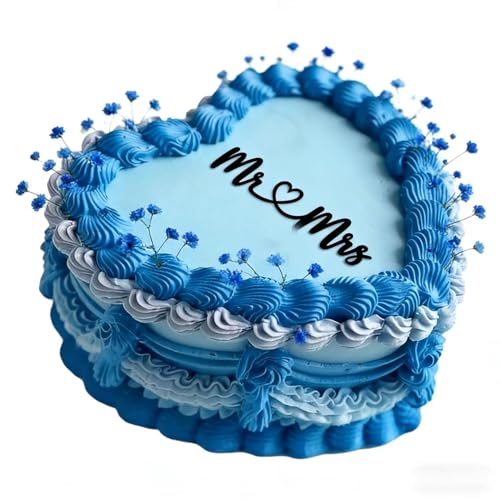 Mr & Mrs Black Acrylic Wedding Cake Topper | Elegant Engagement Decoration