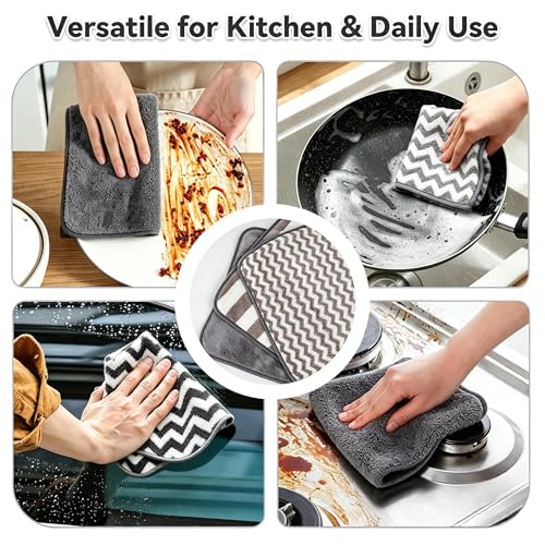 Kyhtok Microfiber Cleaning Cloths - 6 Pack Ultra Soft 12x12 Inch