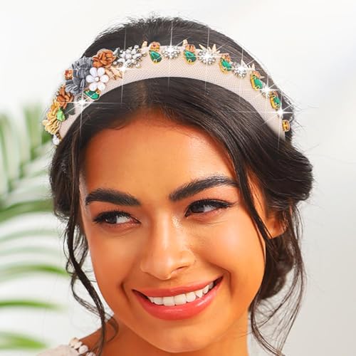 Urieo Floral Pearl Rhinestone Crystal Headband for Women Wedding Party
