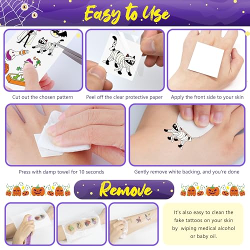 Leesgel 12 Sheets Luminous Halloween Temporary Tattoos for Kids