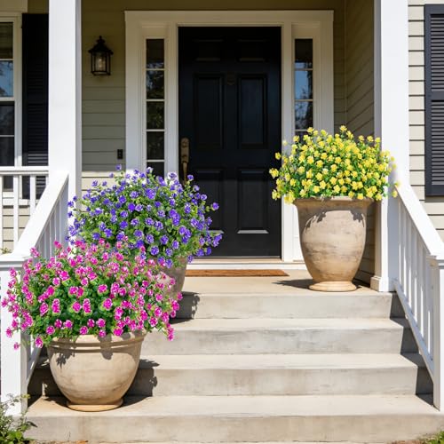 Bassion 20-Bundle Multicolor Artificial Flowers, UV Resistant Faux Plants