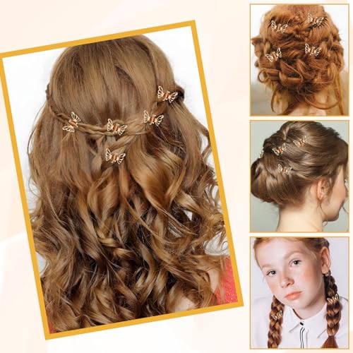 30Pcs Gold Metal Butterfly Hair Clips Mini Claw Clips for Braids