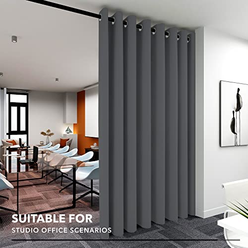 Deconovo Extra Wide Blackout Room Divider Curtain, 180"W x 96"L, Dark Grey