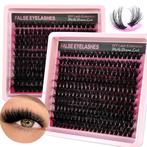 HBZGTLAD 5D Fluffy Individual Lash Clusters Wispy DIY Eyelash Extensions