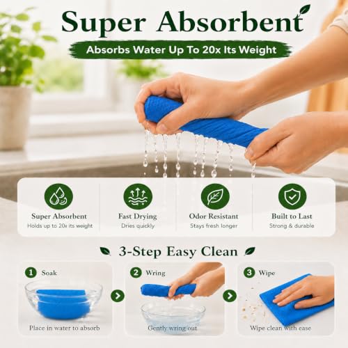 Solvra 10-Pack Swedish Dishcloths - Eco-Friendly Washable Cleaning Cloths