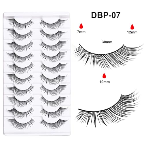 Natural False Eyelashes 10 Pairs Reusable Soft Cotton Band Strip Lashes