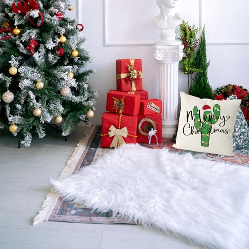GAGEC Christmas Pillow Covers 18x18 Inch Cactus Design