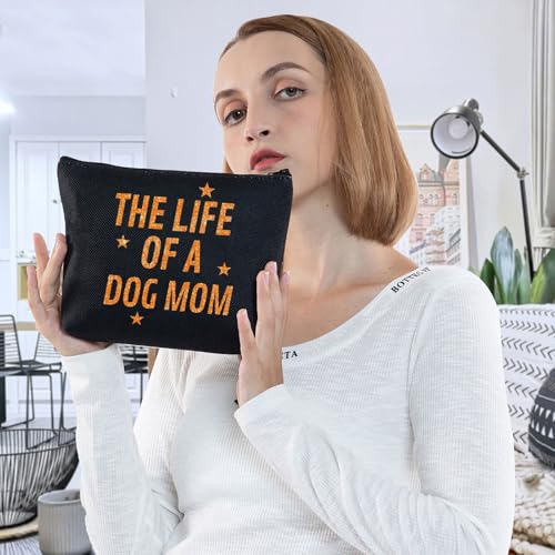 Dog Mom Canvas Makeup Bag Waterproof Travel Cosmetic Pouch Gift