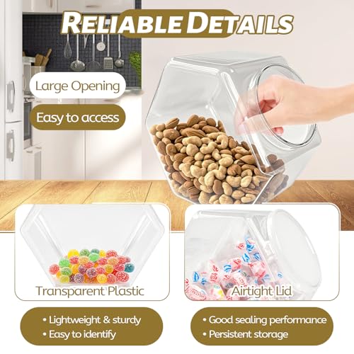 Woozettn Hexagon Candy Jar - 71 oz Clear Plastic Container with Lid