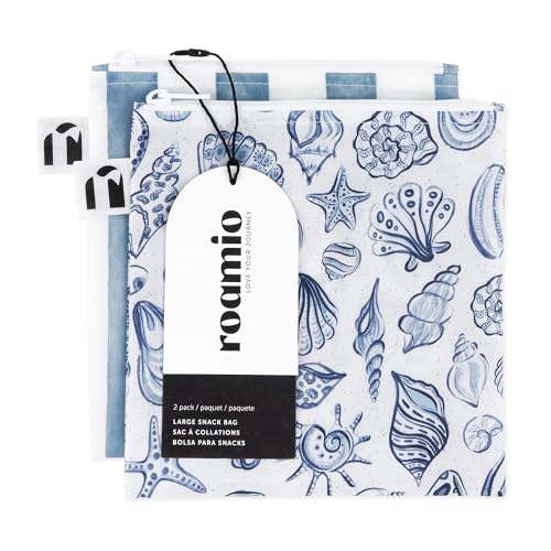 Bumkins Reusable Large Sandwich & Snack Bags - Nautical Stripe & Shells (2-Pk)
