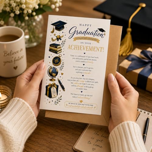 Premium Graduation Card with Envelope | 5x7 Design for Him or Her