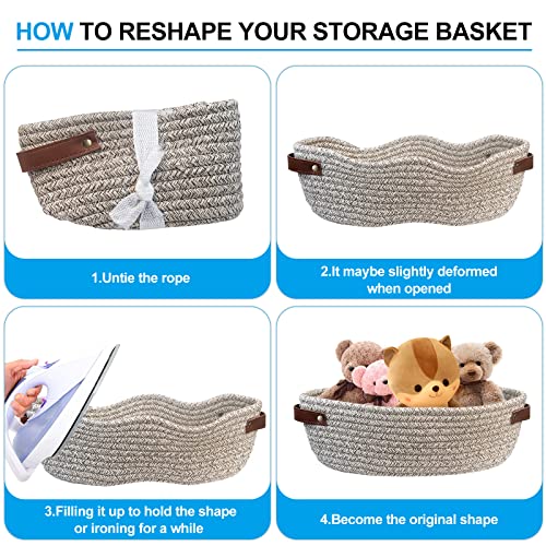 AmapleL Woven Cotton Rope Bathroom Storage Basket with Handles for Toilet Tank, Organizer Bin for Toilet Paper & Accessories