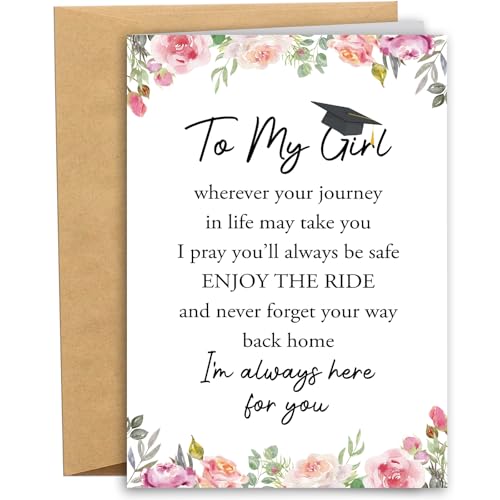 Floral Graduation Card for Daughter, Sister, or Niece - 8x5.3in