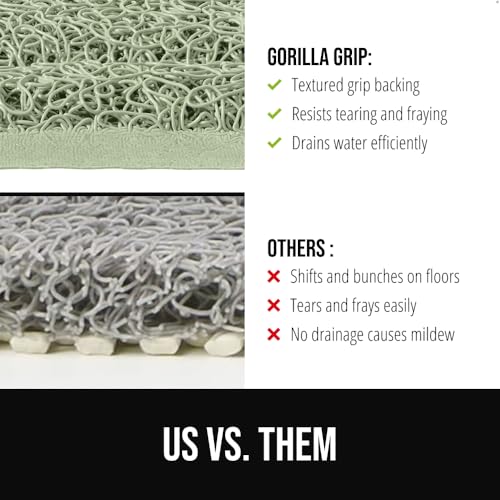 GORILLA GRIP Exfoliating Bath Mat 30x16 in Sage - Textured Backing