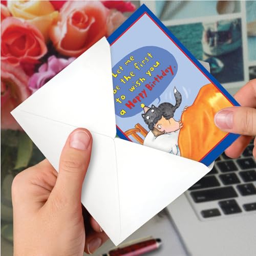 Funny Birthday Card - Cat on Head Design with Envelope