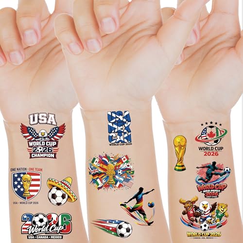 2026 World Cup Soccer Temporary Tattoos Party Favors for Kids & Adults