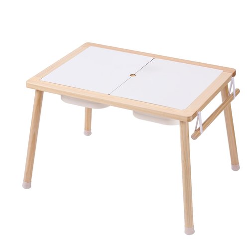 VEVOR Sensory Table for Toddlers, Kids Activity Table with 3 Foldable Storage Bins & Paper Roll Holder, Indoor/Outdoor Play Sand and Water Table, Wooden Kids Sensory Drawing Table, Gift for Boys Girls