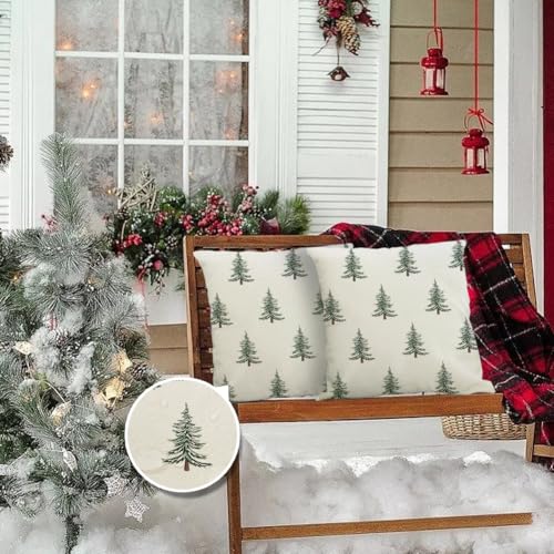 18" x 18" Outdoor Christmas Pillow Covers (Pack of 2) - Waterproof Tree Decor