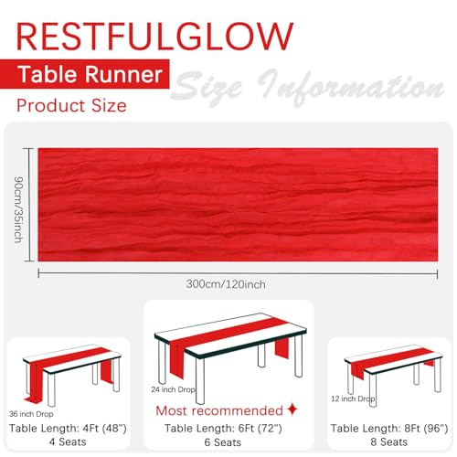 Red Cheesecloth Table Runner 35 x 120 Inches - 12 Pack, 10 Ft Each - Wedding & Party Decor