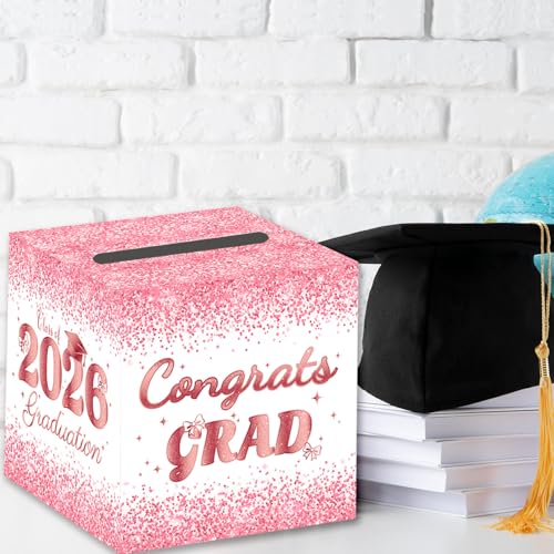 2026 Pink Graduation Card Box - Gift Card & Keepsake Holder