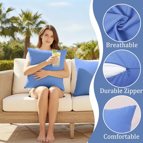 Blue 18x18 Throw Pillow Covers - Set of 2, Soft & Washable