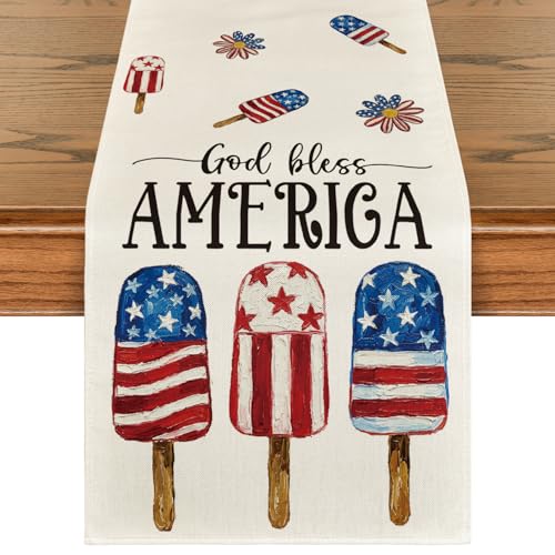 Stars & Stripes Ice Cream Table Runner 13x72 for 4th of July