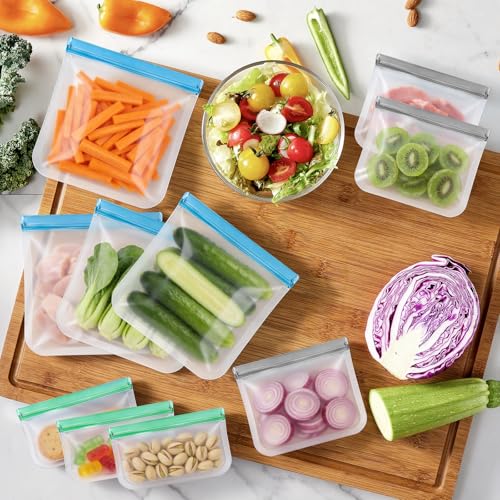 SZTCECDM Grey Reusable Silicone Food Storage Bags Set – 3 Gallon, Sandwich & Snack Sizes