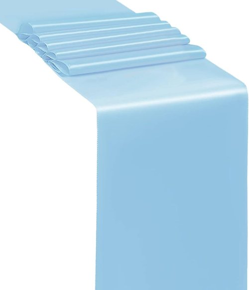50 Baby Blue Satin Chair Sashes by [Brand Name] - Elegant 7x108 Inch Bows for Weddings & Parties