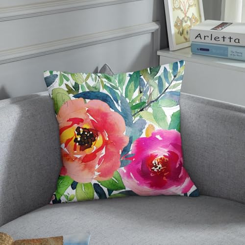 Emvency 20x20 Inch Boho Velvet Body Pillow Cover with Zipper - Pink Floral