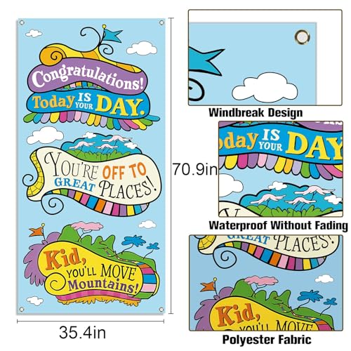 Oh The Places You'll Go Graduation Door Cover - Travel Party Decor, 3x6ft