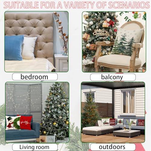 Christmas Pillow Covers Set of 4 - 18x18 Inch Santa & Tree Designs