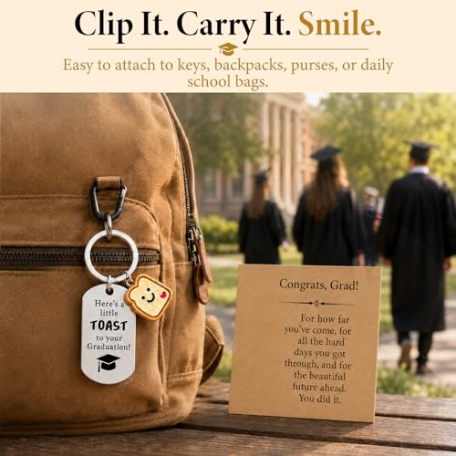 Cute Toast Graduation Keychain - Perfect Gift for Class of 2026