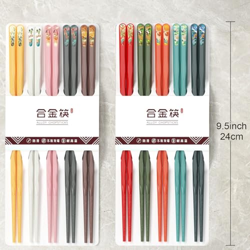 Wavy Reusable Fiberglass Chopsticks - 10 Pairs, Non-Slip, Dishwasher Safe