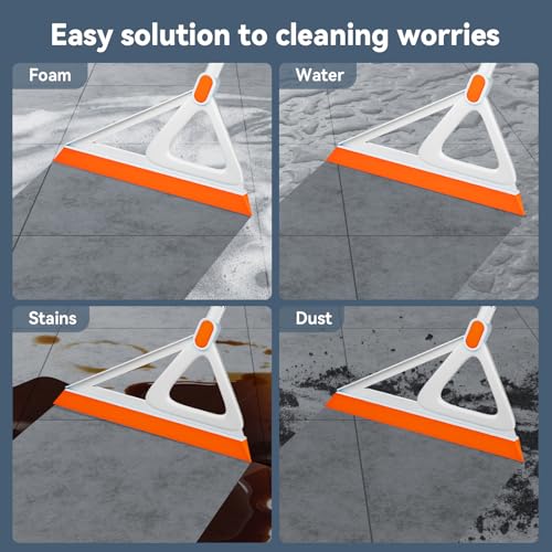 Nodirz Magic Silicone Squeegee Broom, 54-Inch Floor Sweeper - Orange