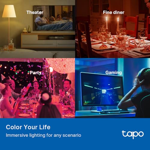 Tapo Multicolor Smart Light Bulbs, Dimmable RGBW A19 E26 800LM