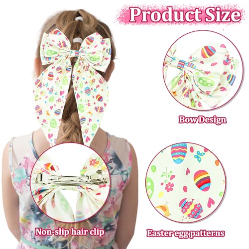 GAFATORY Large Easter Hair Bows with Non-Slip Barrettes - 2 PCS