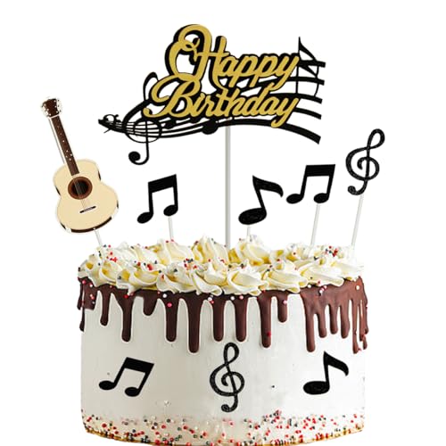 9PCS Music Note Cake Toppers for Parties | Guitar Decorations