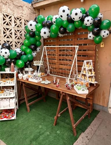 50 Pcs Soccer Balloons - 12 Inch Green & Black Latex Birthday Decorations