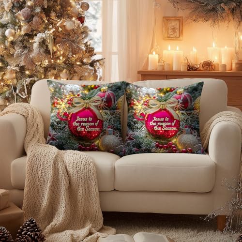 Jesus is the Reason Christmas Throw Pillow Covers - 18x18 Set of 2 #003