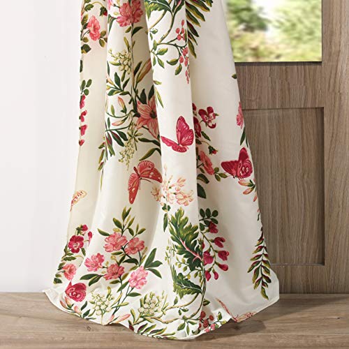 Greenland Home Butterflies Curtain Panels, 42 W x 84 L Inches Each, Set of 2, with Tiebacks