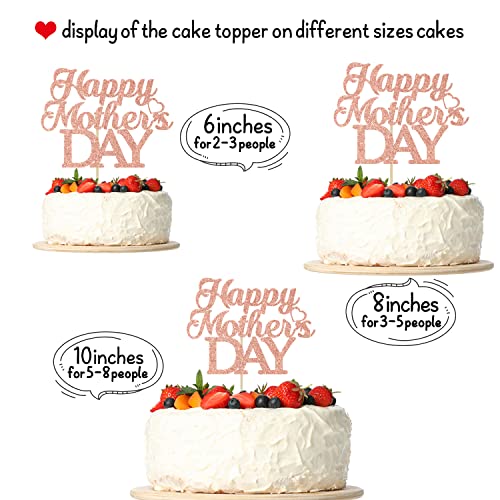 Happy Mother's Day Cake Topper Rose Gold Glitter Best Mom Ever