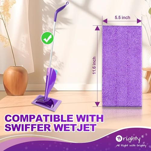 Orighty Microfiber Mop Pads, 12 Pack for Swiffer Wet Jet - Purple