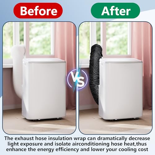 Portable Air Conditioner Hose Cover with Zipper Insulation - 59" Black