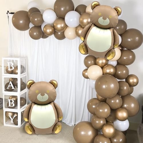 35-Inch Gold Bear Foil Balloons - 2 Pack for Baby Showers & Parties