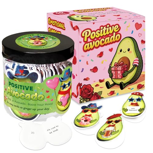 Jamuss Emotional Support Avocado Jar with 60 Funny Affirmation Cards